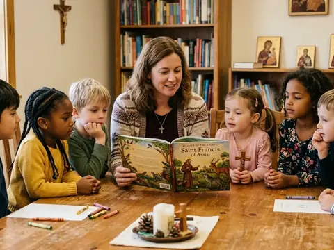 Illustration for Teaching Saints to Kids: A Gentle Guide for Parents and Catechists